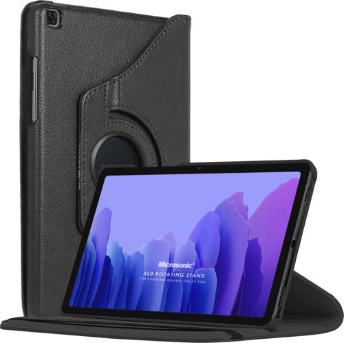 Samsung Galaxy Tab A7 T500 Kılıf 360 Rotating Stand Deri Siyah