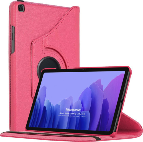 Samsung Galaxy Tab A7 T500 Kılıf 360 Rotating Stand Deri Pembe