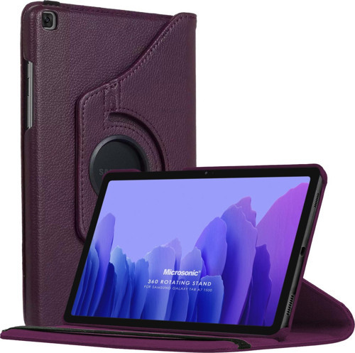 Samsung Galaxy Tab A7 T500 Kılıf 360 Rotating Stand Deri Mor