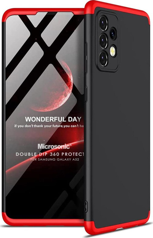 Samsung Galaxy A52s Kılıf Double Dip 360 Protective Siyah Kırmızı