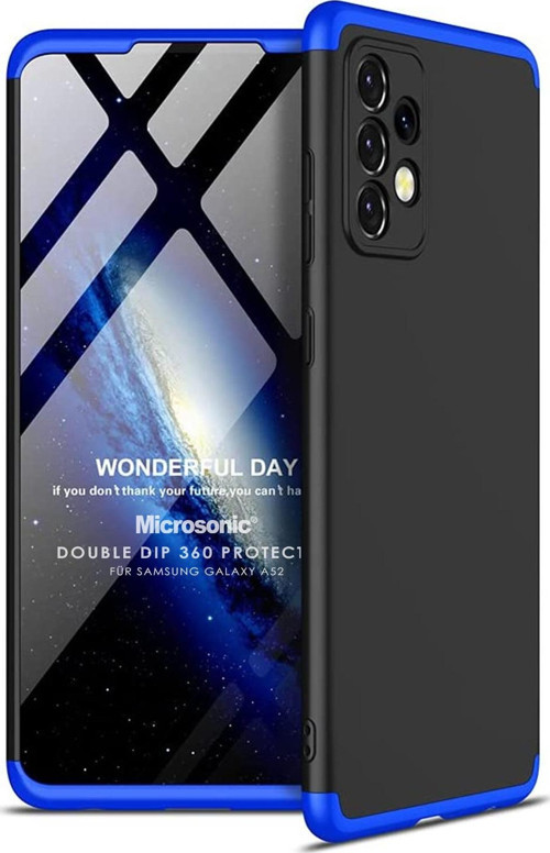 Samsung Galaxy A52s Kılıf Double Dip 360 Protective Siyah Mavi
