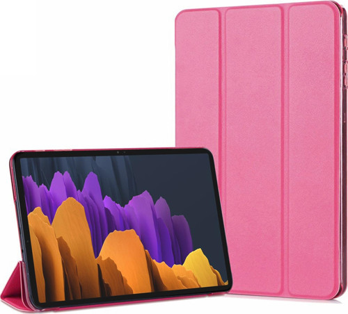 Samsung Galaxy Tab S7 Plus T970 Kılıf Slim Translucent Back Smart Cover Pembe