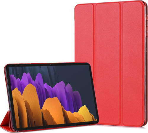 Samsung Galaxy Tab S7 Plus T970 Kılıf Slim Translucent Back Smart Cover Kırmızı