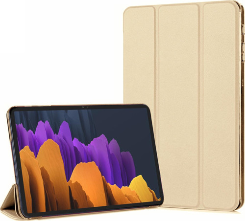 Samsung Galaxy Tab S7 Plus T970 Kılıf Slim Translucent Back Smart Cover Gold