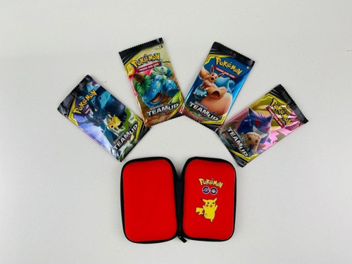 Pokemon Team Up Sun-moon Oyun Kartı Ve Pokemon Kart Koruma Çantası (4 Paket Bir Arada)