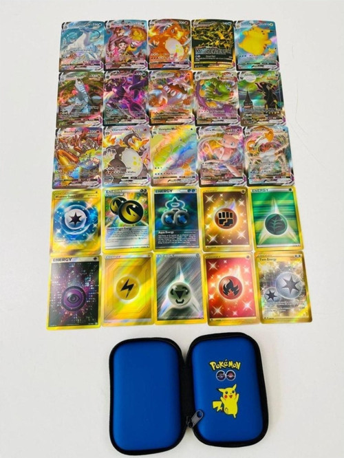 Pokemon Vmax, Energy Parlak Kart Ve Pokemon Kart Koruma Ve Saklama Çantası (25 Adet Kart)