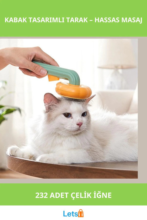 Kabak Tasarımlı Kedi ve Köpek Tarağı Çelik ve Kauçuk Koruma