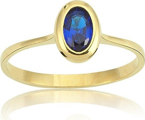 Gümüş Yüzük - 0.60 CT Oval Safir 925 Ayar Gümüş Tektaş Yüzük- Oval Safir 925 Ayar Tektaş Gümüş Yüzük