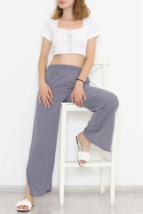 enENSTYLE FASHION BOUTIQUE Rahat Kalıp Beli Lastikli Bol Paça Salaş Yazlık Kadın Aerobin Pantolon
