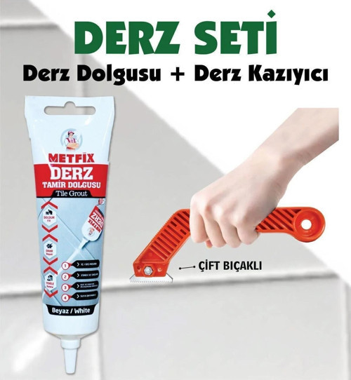 Derz Tamir Seti (Beyaz Derz Tamir Dolgusu + Kazıyıcı)