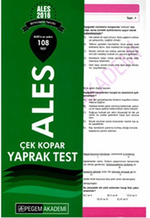 Pegem 2016 Ales Çek Kopart Yaprak Test