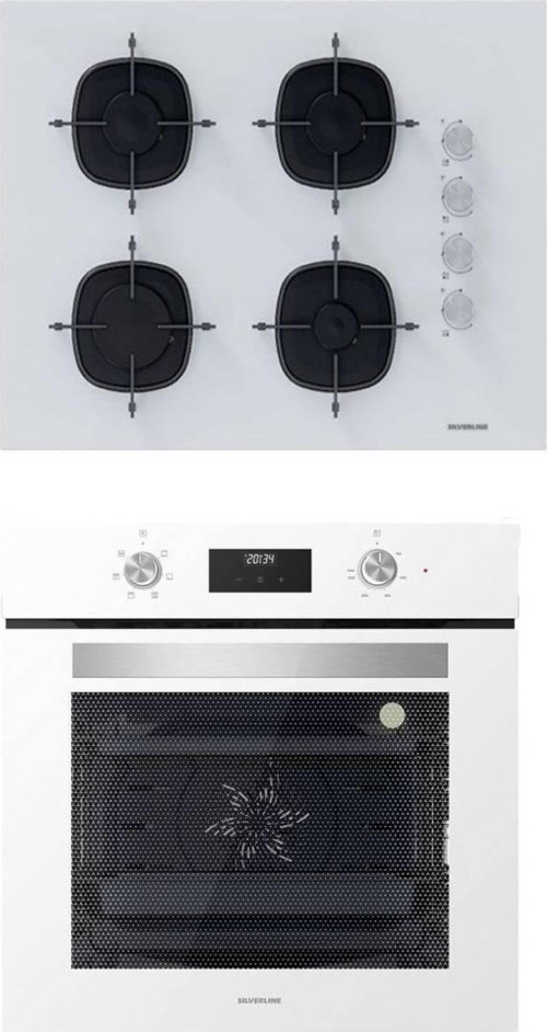 2'li İkili Beyaz cam Ankastre Set CS5665W01 65CM Ocak -BO6502W02 Turbo Fırın