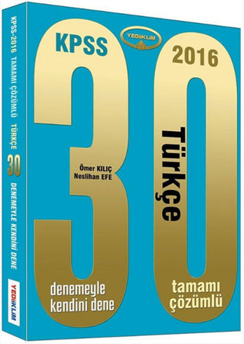 Yediiklim KPSS Genel Yetenek Türkçe Tamamı Çözümlü 30 Deneme