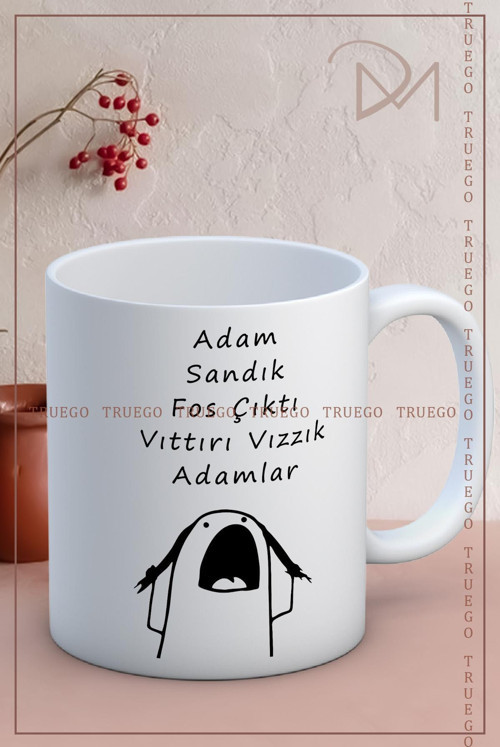 Baskılı Kupa Bardak Seramik Mug -Adam Sandık Fos Çıktı Vıttırı Vızzık Adamlar
