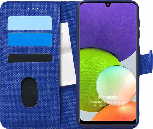 Samsung Galaxy M22 Kılıf Fabric Book Wallet Lacivert