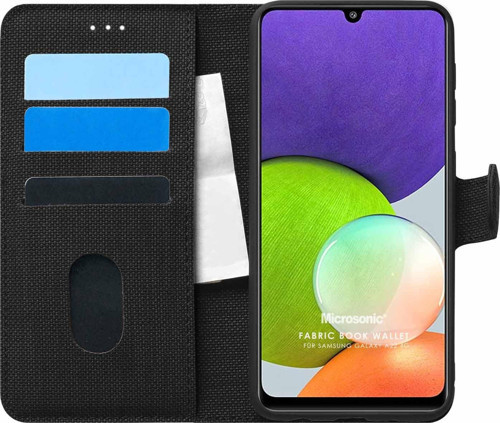 Samsung Galaxy M22 Kılıf Fabric Book Wallet Siyah