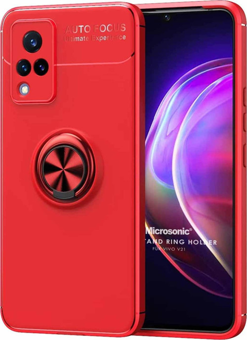 Vivo V21 Kılıf Kickstand Ring Holder Kırmızı