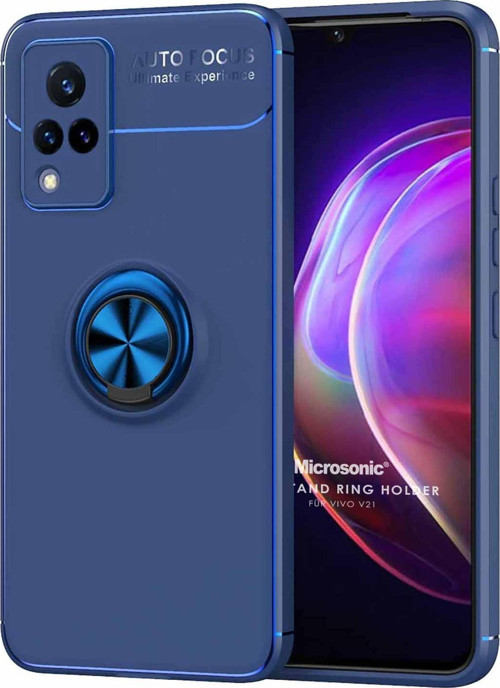Vivo V21 Kılıf Kickstand Ring Holder Lacivert