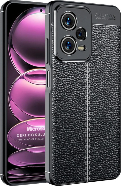 Xiaomi Poco X5 5G Kılıf Deri Dokulu Silikon Siyah