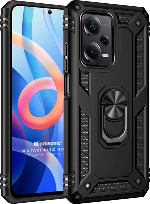 Xiaomi Poco X5 5G Kılıf Military Ring Holder Siyah