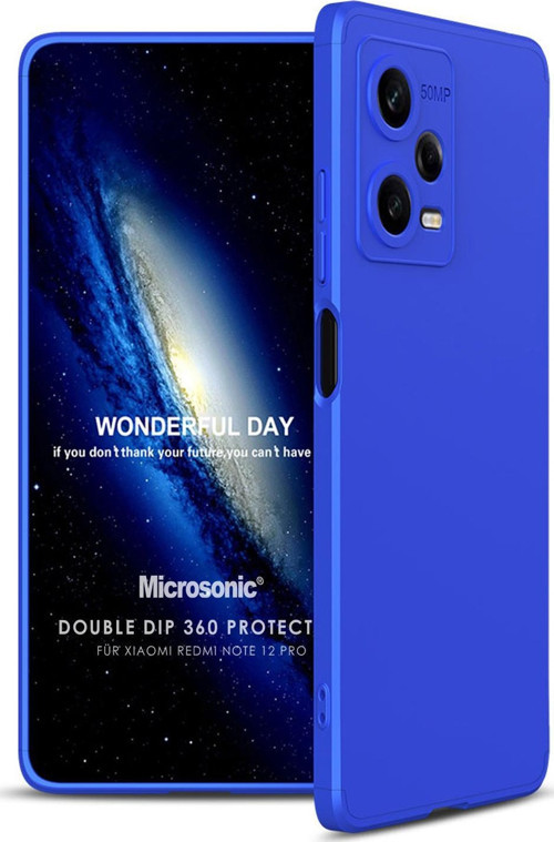 Xiaomi Redmi Note 12 Pro Kılıf Double Dip 360 Protective Mavi