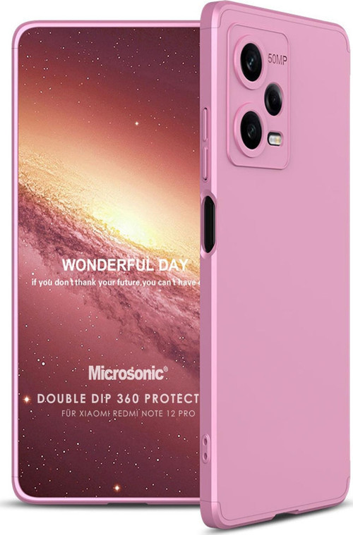 Xiaomi Redmi Note 12 Pro Kılıf Double Dip 360 Protective Rose Gold