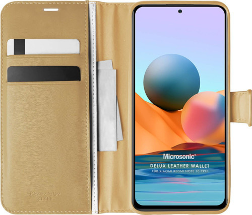 Xiaomi Redmi Note 10 Pro Max Kılıf Delux Leather Wallet Gold