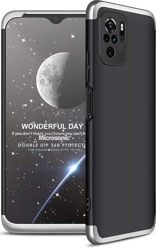 Xiaomi Poco M5s Kılıf Double Dip 360 Protective Siyah Gri