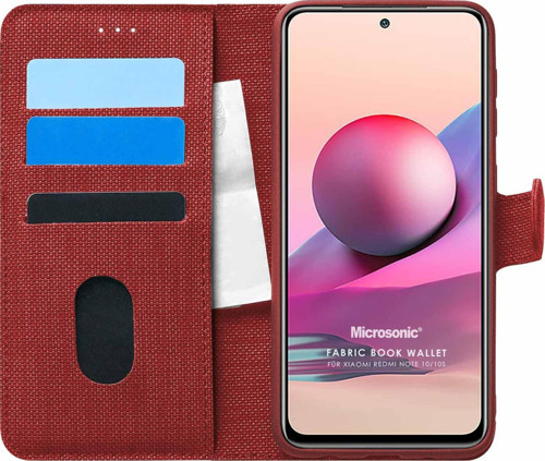 Xiaomi Poco M5s Kılıf Fabric Book Wallet Kırmızı