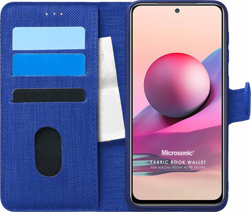 Xiaomi Poco M5s Kılıf Fabric Book Wallet Lacivert