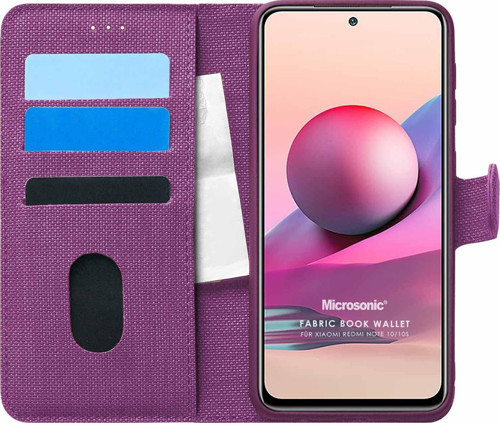 Xiaomi Poco M5s Kılıf Fabric Book Wallet Mor