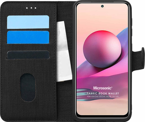 Xiaomi Poco M5s Kılıf Fabric Book Wallet Siyah