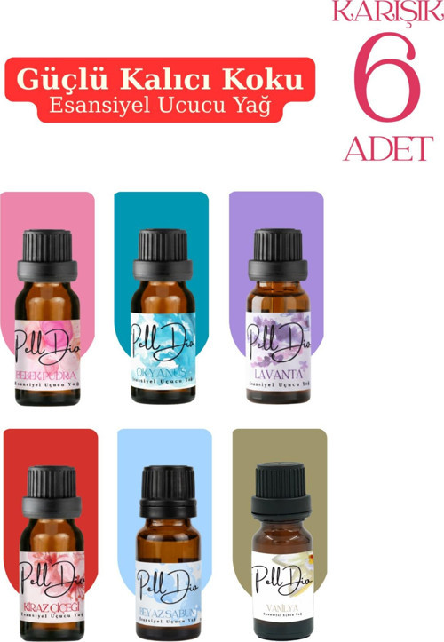 6'Lı Esansiyel Uçucu Koku Yağı Buhurdanlık Yağı Difüzör Esansı Hobi Esans Ortam Oda 10Ml-1