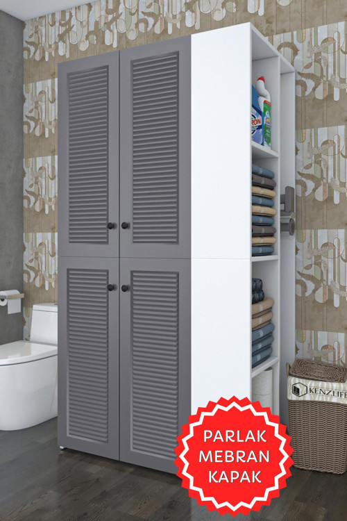 membran çamaşır-kurutma makinesi dolabı kapaklı foka gribyz 180*090*60 mebran kapak MDF gövde banyo arkalıksız