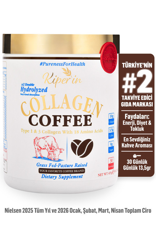 Coffee Collagen | Kahveli Çift Hidrolize %100 Saf ve Doğal Toz Kolajen Peptitler | 30 Günlük
