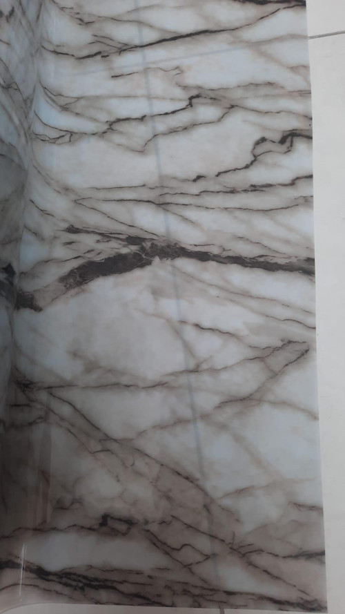 Mermer Desenli Şeffaf Masa Örtüsü 80 CM X 170 CM