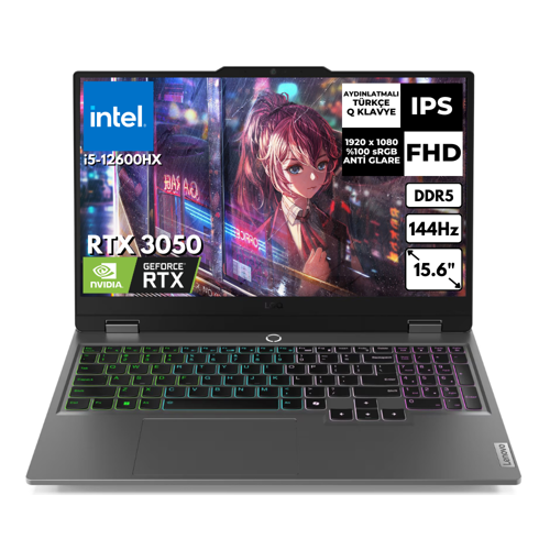 LOQ 15IAX9 i5-12600HX 40 GB 512 GB SSD 6GB RTX3050 15.6" 144Hz FHD FreeDos Gaming Laptop 83GS00P5TRAT17