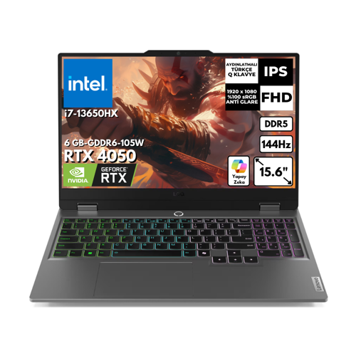 LOQ 15IRX9 i7-13650HX 24 GB 256 GB SSD 6GB RTX4050 15.6" 144Hz FHD Windows 11 Pro Gaming Laptop 83DV0117TRAT61