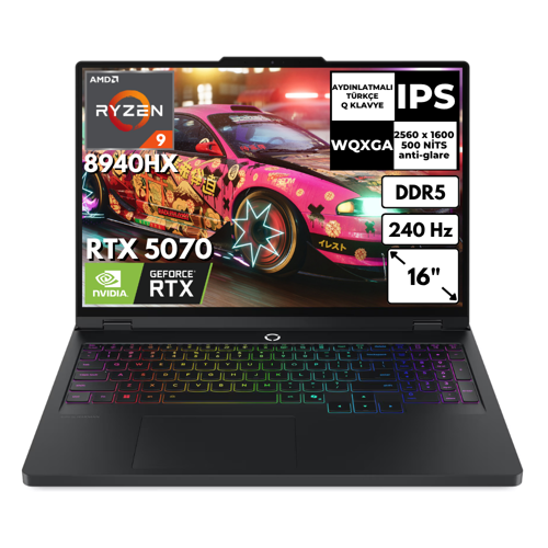 Legion Pro 5 16ADR10 R9 8940HX 16 GB 256 GB SSD 8GB RTX5070 16" 240Hz WQXGA Windows 11 Home Gaming Laptop 83LT0046TRAT41