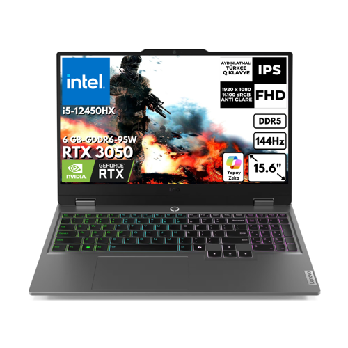 LOQ 15IAX9 i5-12600HX 32 GB 1 TBSSD 6GB RTX3050 15.6" 144Hz FHD Windows 11 Home Gaming Laptop 83GS00R7TRAT42