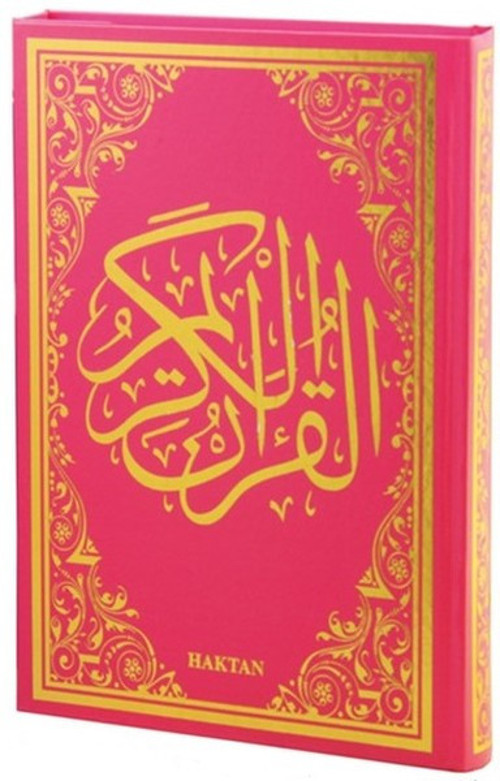 Kuranı Kerim Renkli Gül Desenli Pembe Cilt Sesli-Rahle Boy