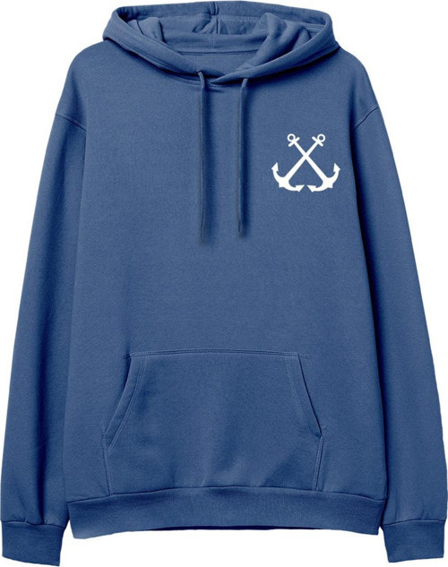 Anchor Baskılı Hoodie-Royal Mavi