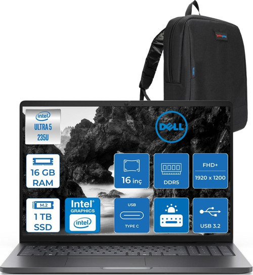 Pro 16 Intel Core Ultra 5 235U 4.9ghz 16GB Ddr5 1tb SSD Freedos Intel® Aı Boost 16 Inç IPS Fullhd+ (1920X1200) Taşınabilir Bilgisayar PC16250BTO105F03 + Zetta Çanta