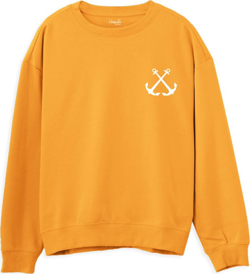 Anchor Baskılı Sweatshirt-Portakal