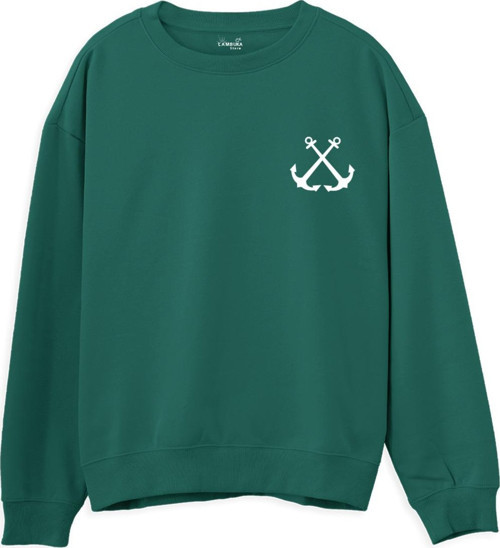 Anchor Baskılı Yeşil Sweatshirt