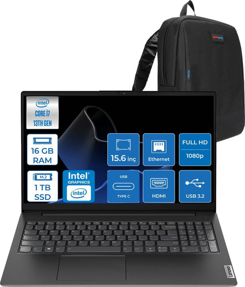 V15 Gen4 Iru Intel Core I7 13620H 16GB 1tb SSD Freedos Intel® UHD Graphics 15.6 Inç Fullhd Taşınabilir Bilgisayar 83A100QRTRF13 + Zetta Çanta