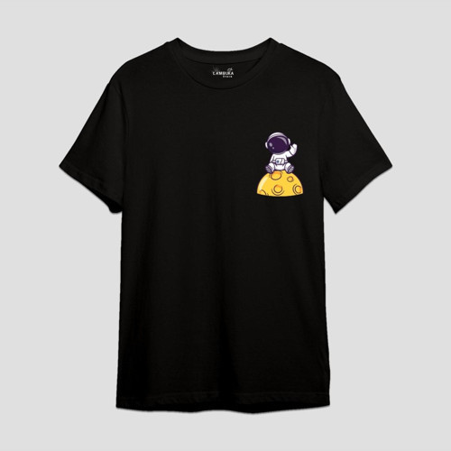 Astro-10 Baskılı Siyah Oversize T-shirt