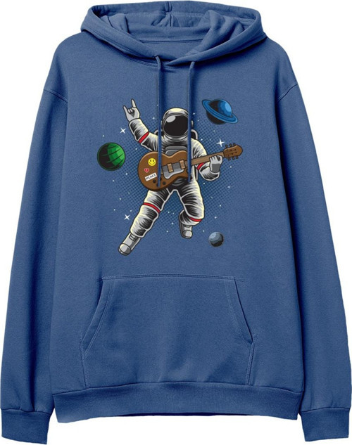 Astro-12 Baskılı Hoodie-Royal Mavi