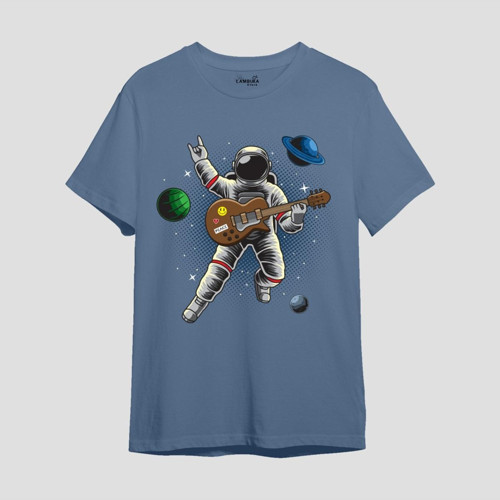 Astro-12 Baskılı Mavi Oversize T-shirt