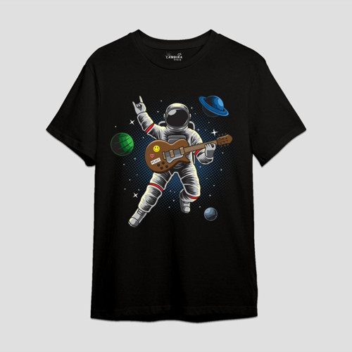 Astro-12 Baskılı Siyah Oversize T-shirt